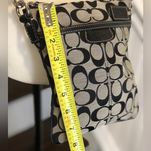 COACH Black Jacquard Signature C Top Zipper Swingaway Crossbody Adj Shoulder Bag - Picture 10 of 16